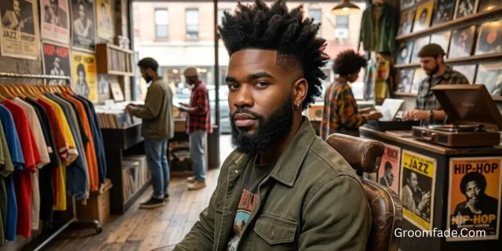 Afro Taper Fade Mohawk