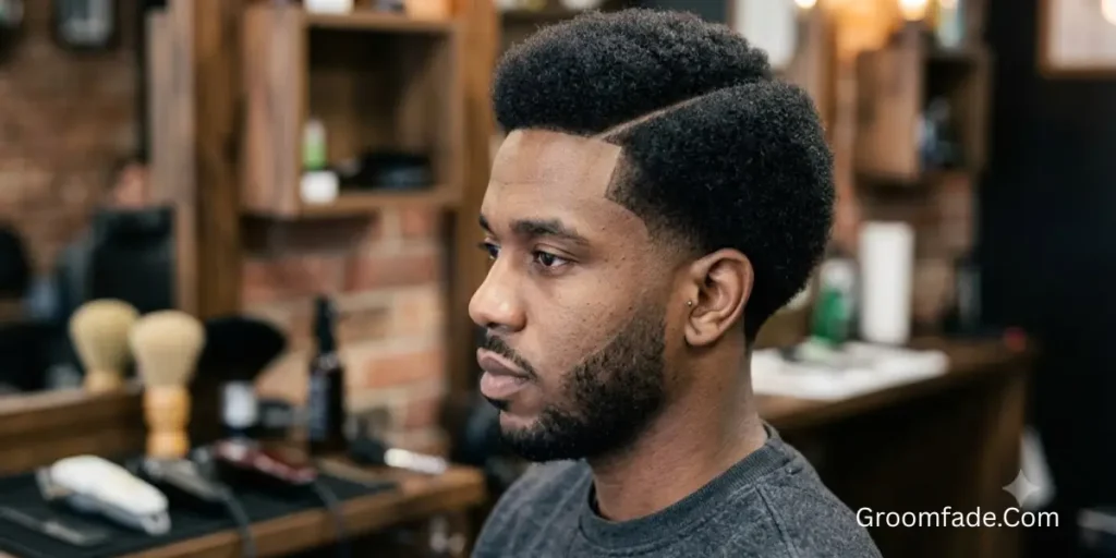 Afro with Hard Part