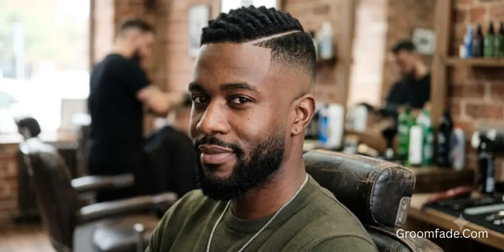 Bald Fade with A Shaved Side Part