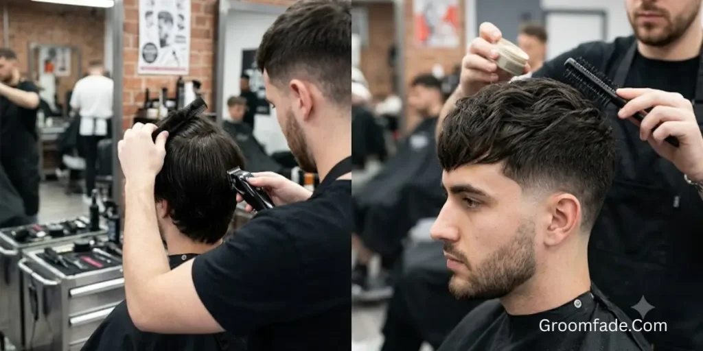Barber for a Textured Fringe Low Taper
