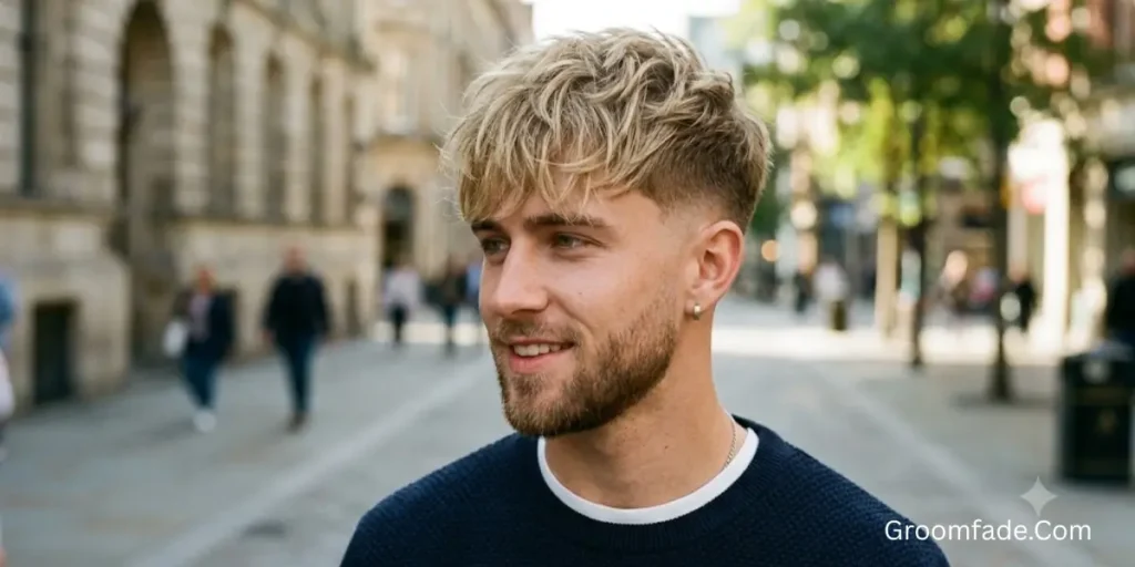 Blonde Textured Fringe Mid Taper
