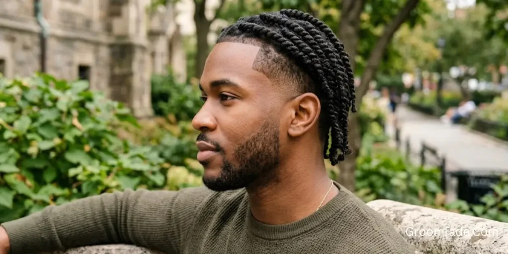 Burst Fade with Twist Hair