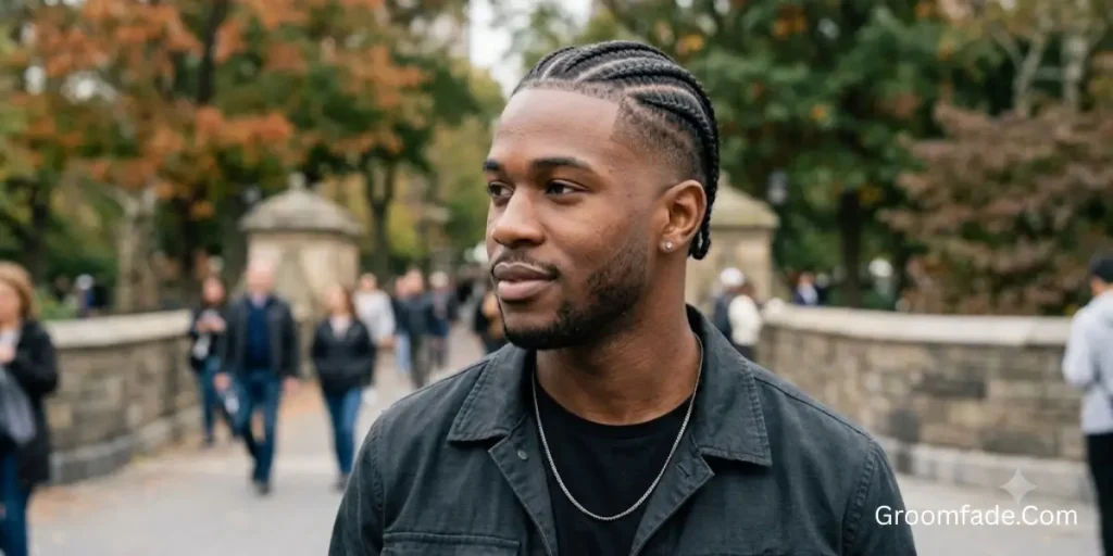 Cornrows with Mid Taper Fade