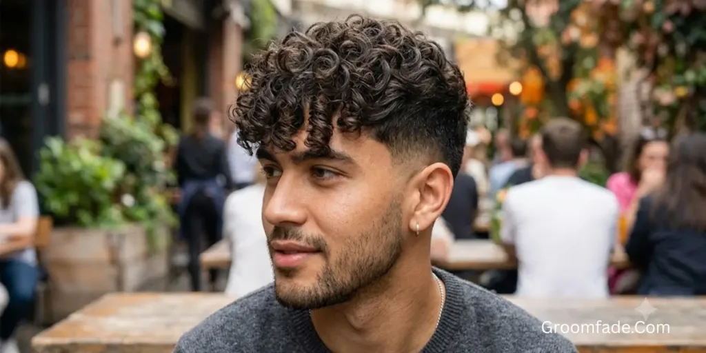 Curly Textured Fringe Low Taper