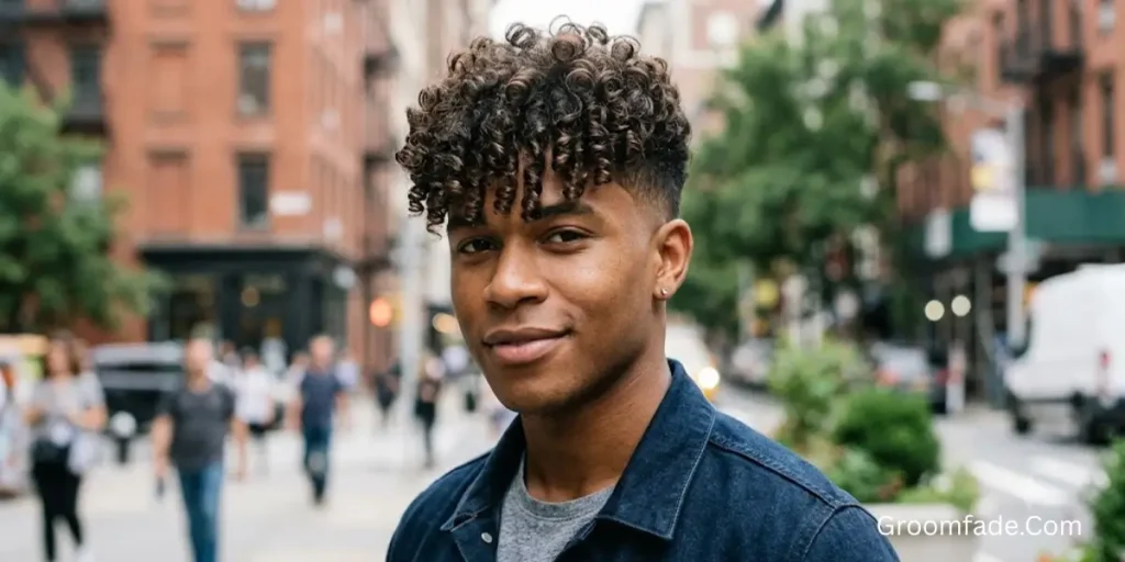 Curly Textured Fringe Mid Taper