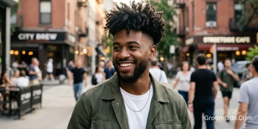 Curly Top Haircut Black Male