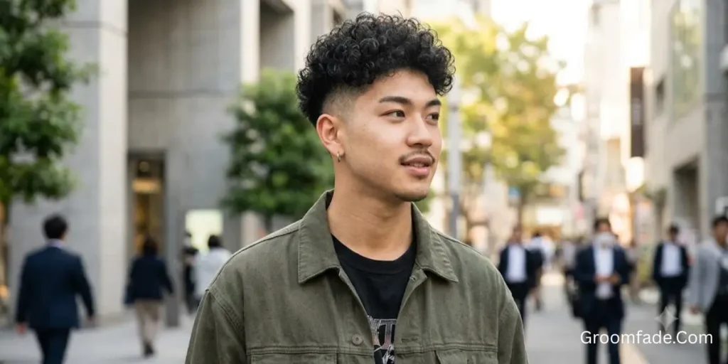 High Taper Fade Asian Curly Hair