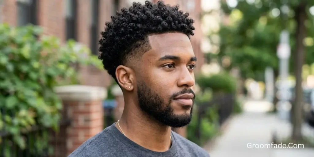 High Taper Fade Black Male Curly Hair
