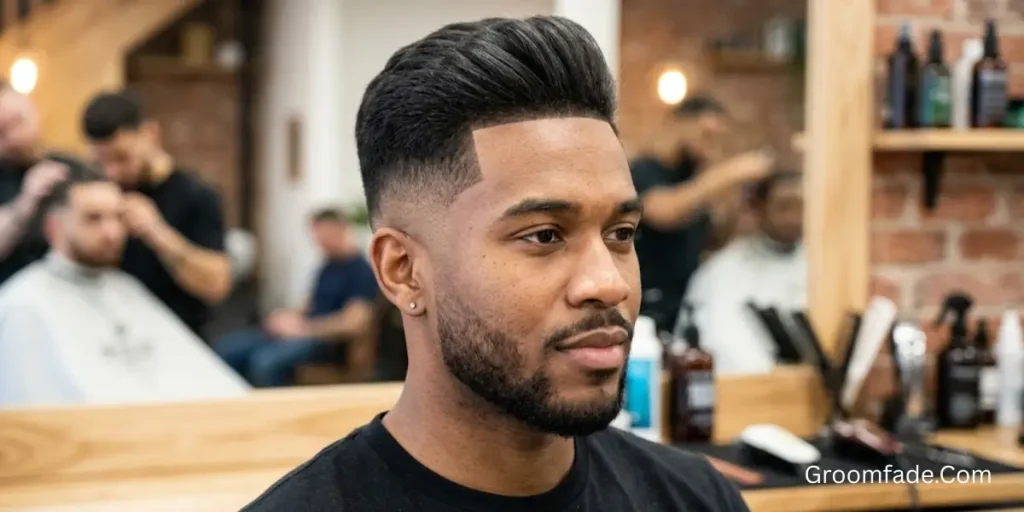 High Taper Fade Black Male Straight Hair