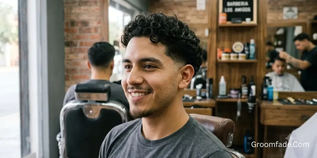 Hispanic Mexican Low Taper Fade with Curly Hair