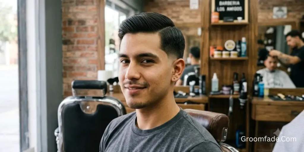 Hispanic Mexican Low Taper Fade with Straight Hair