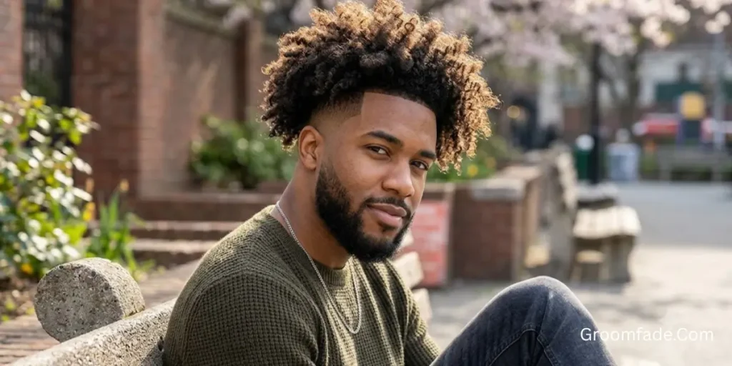 Long Curly Top Fade Haircut
