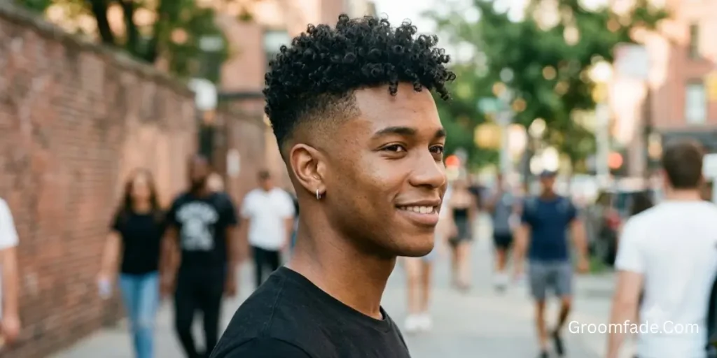Low Curly Top Fade