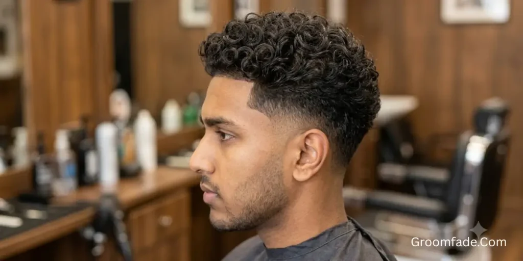 Low Skin Taper Fade Curly Hair
