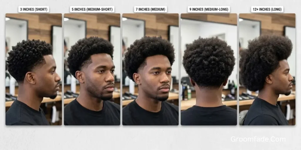 Low Taper Fade Afro by Hair Length