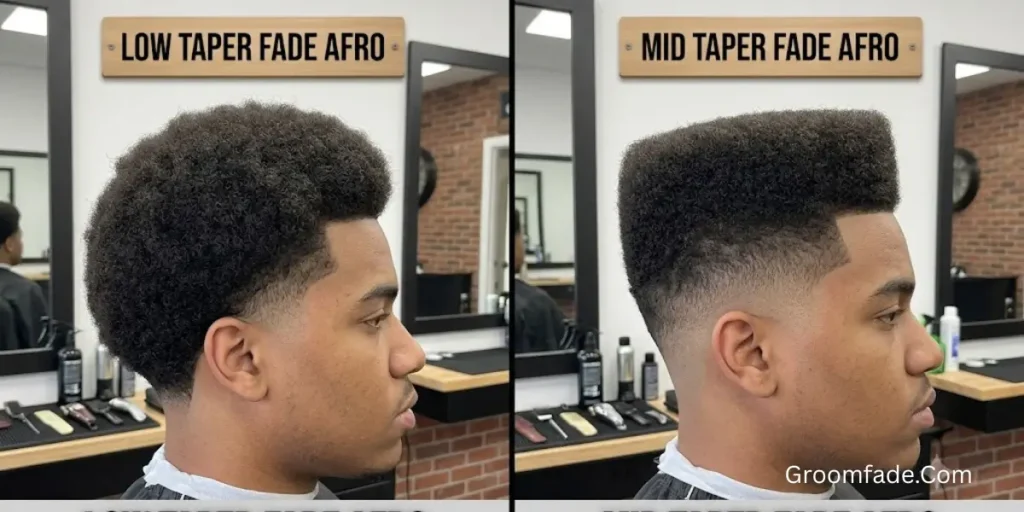 Low Taper Fade Afro vs Mid Taper Fade Afro