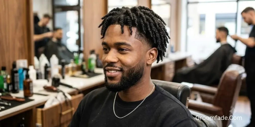 Low Taper Fade Afro with Twist