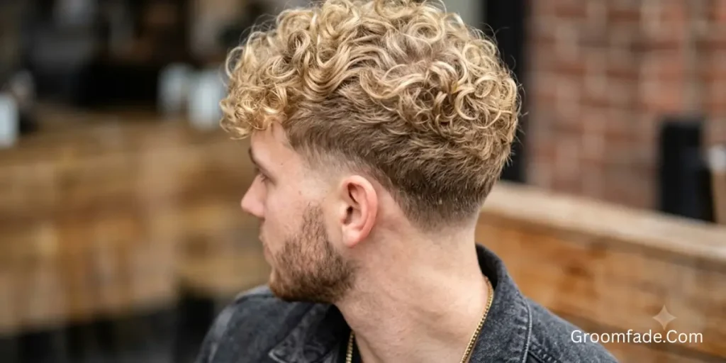 Low Taper Fade Curly Hair Blonde
