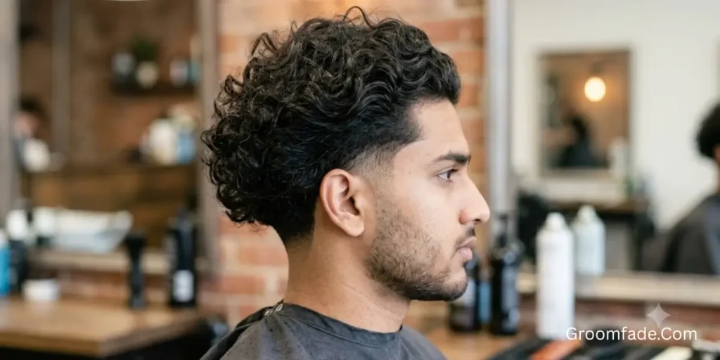 Low Taper Fade Curly Hair Long