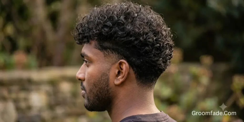 Low Taper Fade Curly Hair Men