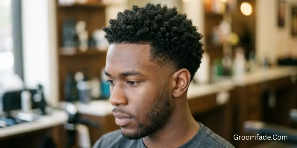 Low Taper Fade Curly Hair Short