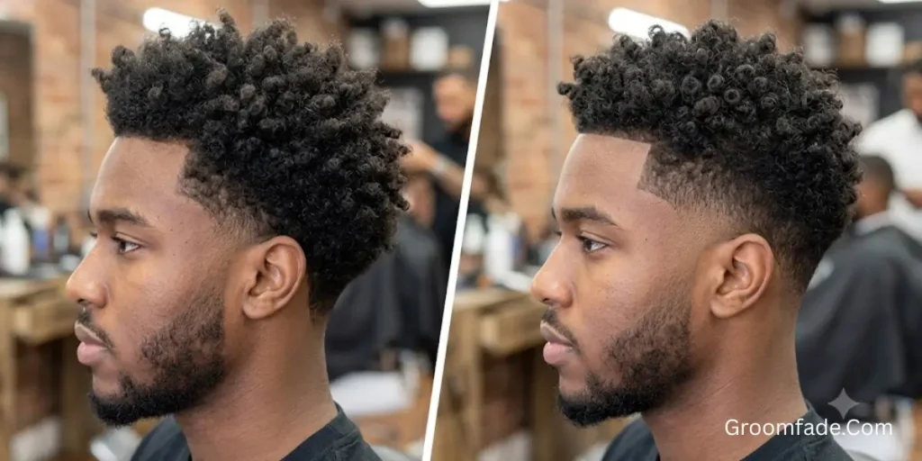 Low Taper Fade Curly Hair vs Mid Taper Fade Curly Hair