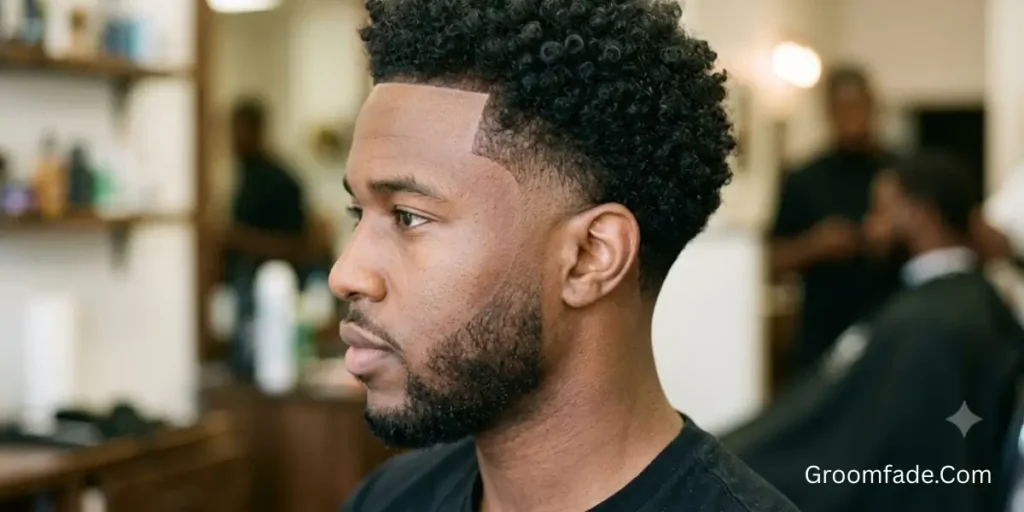 Low Taper Fade Curly Hair with Line-Up