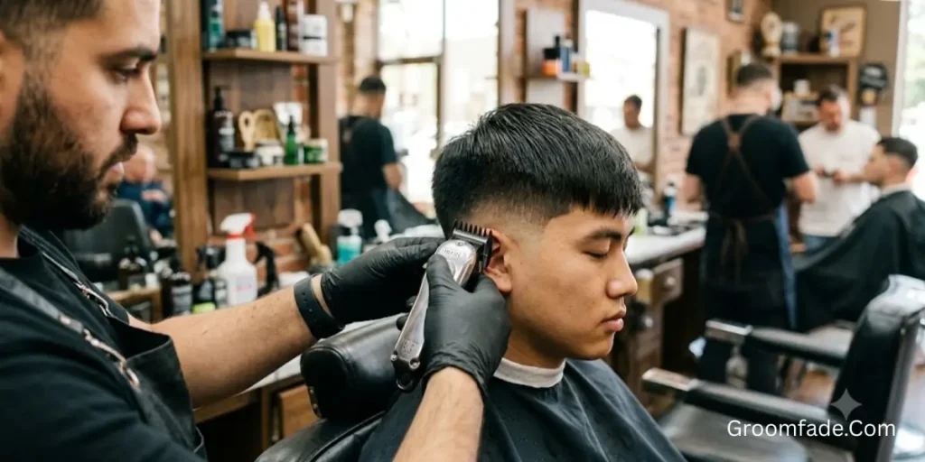 Low Taper Fade Straight Hair
