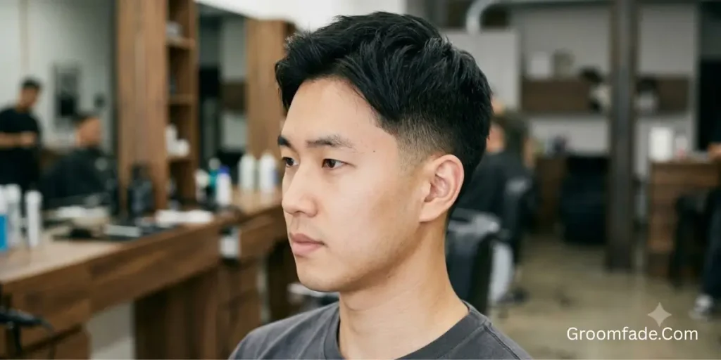 Low Taper Fade for Asian Straight Hair