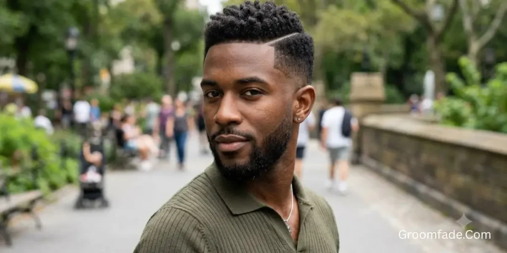 Low Taper Fade with Hard Part