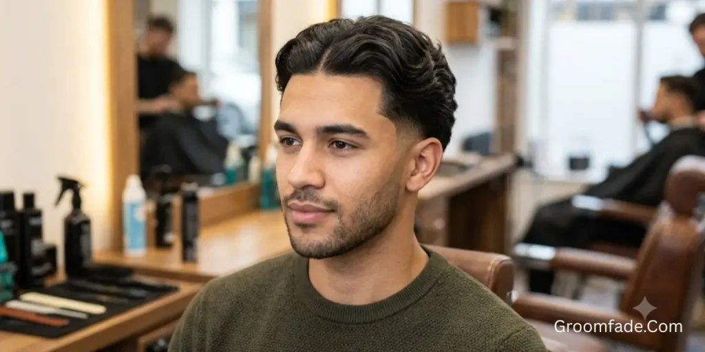 Low Taper Fade with Middle Part