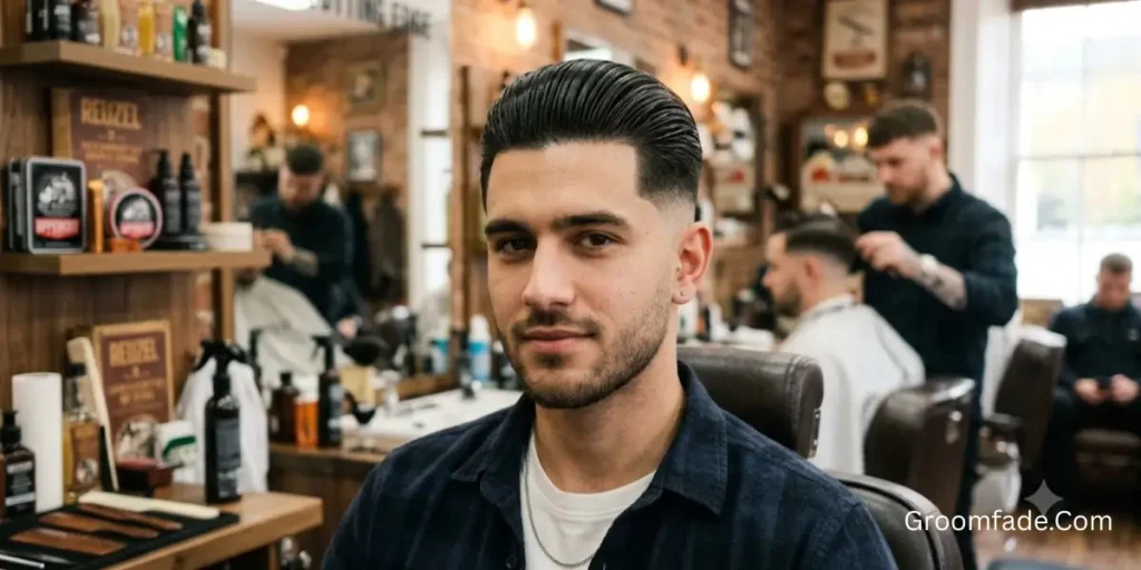 Low Taper Fade with Slick Back
