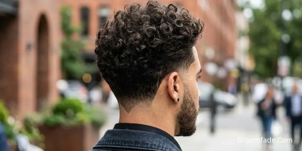 Low V Taper Fade Curly Hair