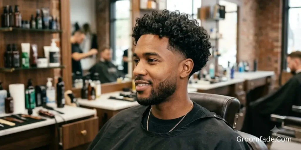 Medium-Length Curly Low Taper Fade