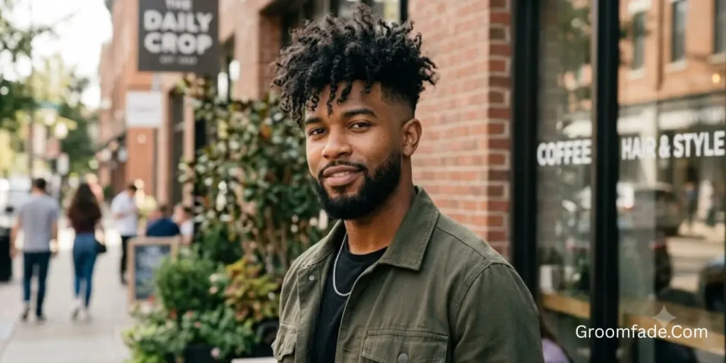 Messy Curly Top Fade