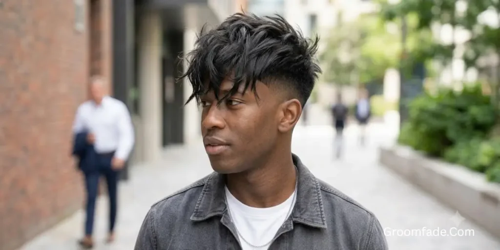 Messy Textured Fringe Low Taper