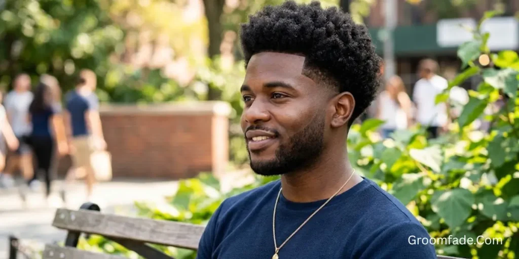 Mid Taper Fade Black Male Afro