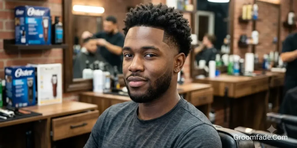 Mid Taper Fade Black Male Haircut