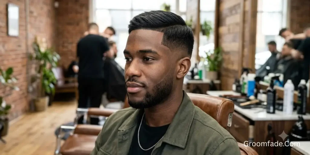 Mid Taper Fade Black Male Straight Hair Styles