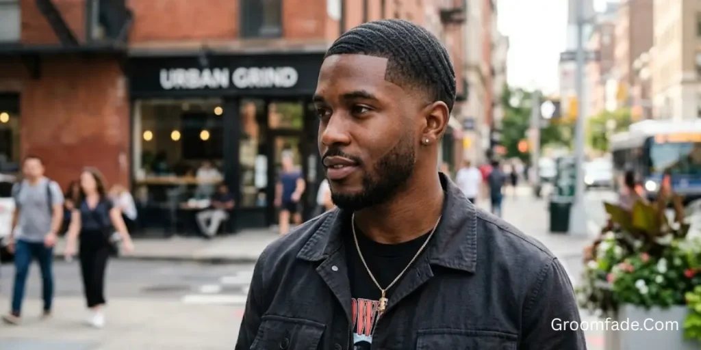 Mid Taper Fade Black Male Waves Styles