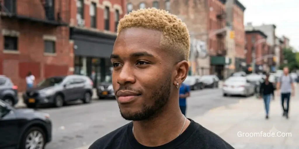 Mid Taper Fade Blonde Hair