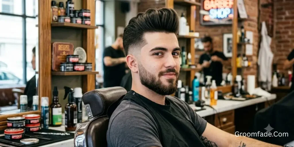 Pompadour with High Fade