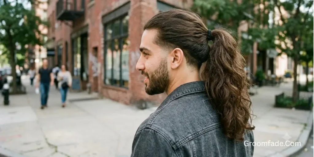Ponytail Long Hair Taper Fade
