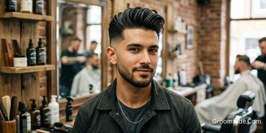 Quiff with Mid Fade