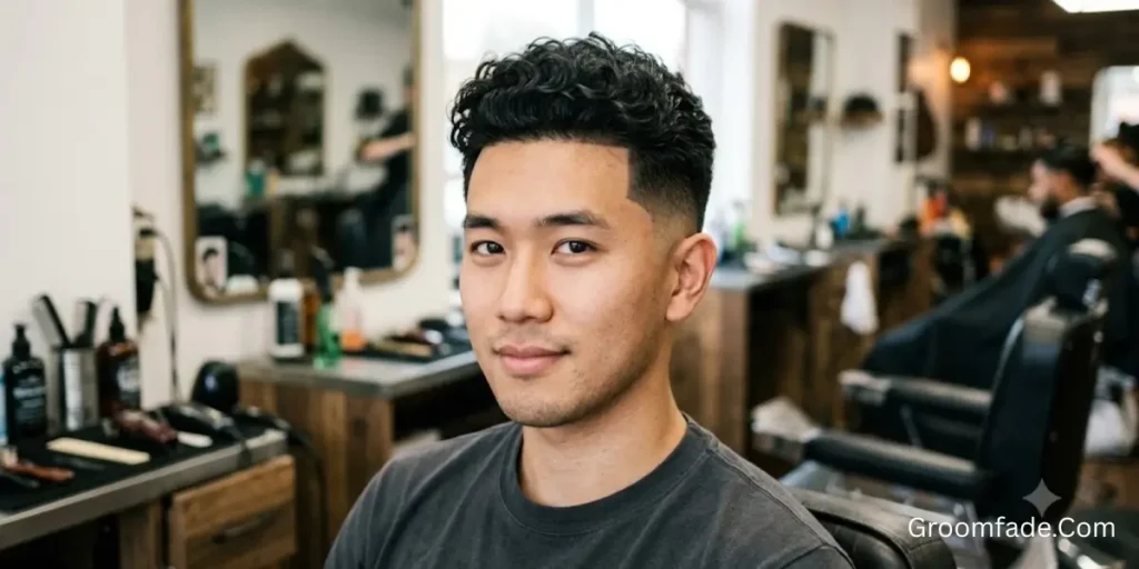 Taper Low Fade Haircut Asian Curly Hair