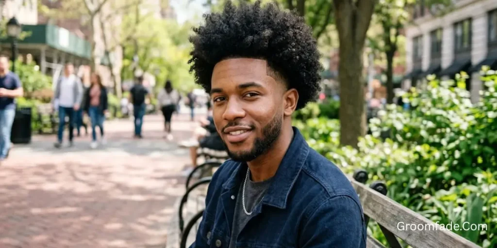 Temple Fade with Afro