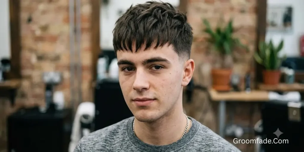 Textured Fringe Low Taper Straight Hair