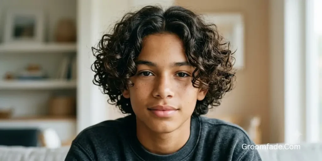 Curly Middle Part