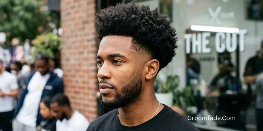 High Drop Fade With Afro