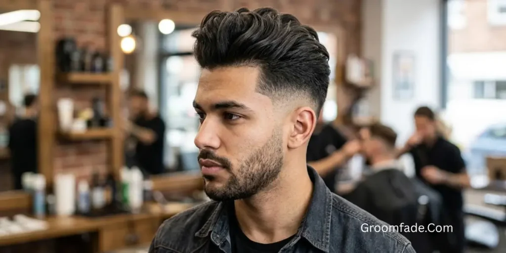 High Drop Fade With Pompadour